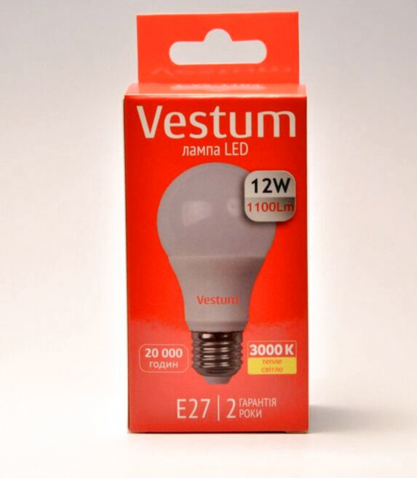 Лампа LED Vestum A60 12W 3000K 220V E27