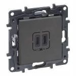 Розетка USB Тип С+C 15Вт 5В Legrand Niloe Step Сталь