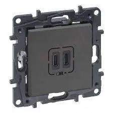 Розетка USB Тип С+C 15Вт 5В Legrand Niloe Step Сталь