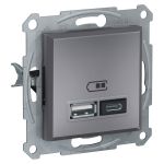 USB розетка тип A+C 2,4А Asfora Schneider Electric Сталь EPH2700362