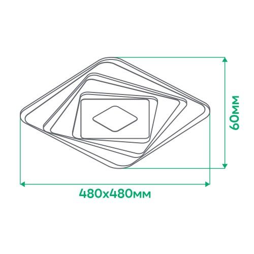 Светодиодный светильник люстра OMEGA квадрат, с пультом 90W 8100Lm 3000K-6500K Ardero AL6112ARD