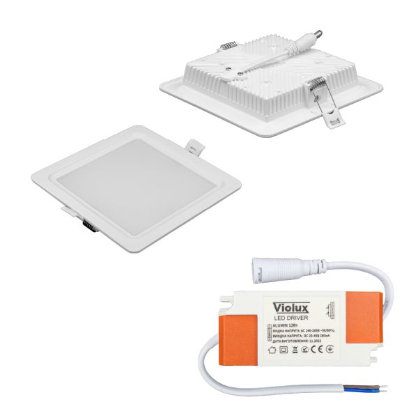Светильник LED даунлайт Violux ALUMIN 12W 4200K квадрат IP20