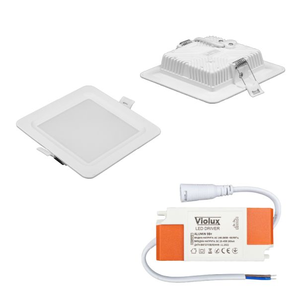 Світильник LED даунлайт Violux ALUMIN 9W 4200K квадрат IP20