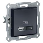 USB розетка тип A+C 2,4А Asfora Schneider Electric Антрацит EPH2700371