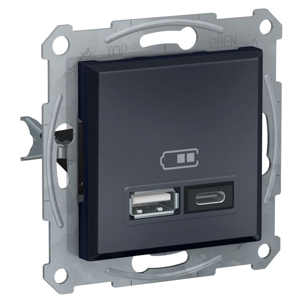 USB розетка тип A+C 2,4А Asfora Schneider Electric Антрацит EPH2700371
