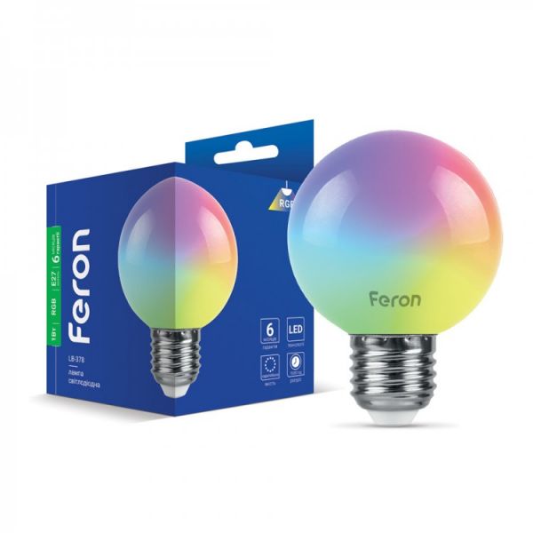 Лампа світлодіодна 1W E27 RGB Feron LB-378
