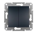 Выключатель двухклавишный кнопочный антрацит Asfora Schneider Electric EPH1100171