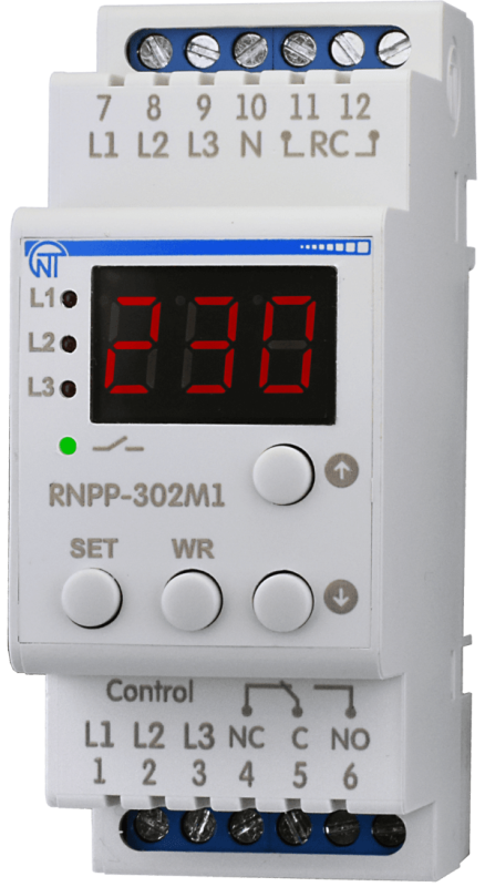 Трифазне реле напруги та контролю фаз 380В Новатек РНПП-302М1