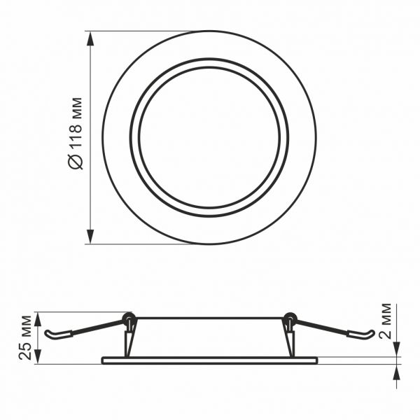LED світильник Back вбудований круглий VIDEX 6W 5000K