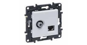 Розетка комбінована TV тип F та RJ45 CAT6 UTP Legrand Niloe Step Білий