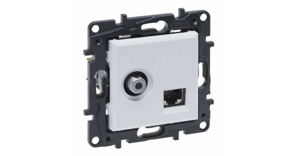 Розетка комбінована TV тип F та RJ45 CAT6 UTP Legrand Niloe Step Білий