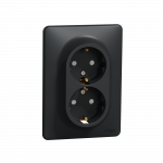 Подвійна розетка 2P+E з заземляючим контактом, Чорний Sedna Design Schneider Electric SDD314221