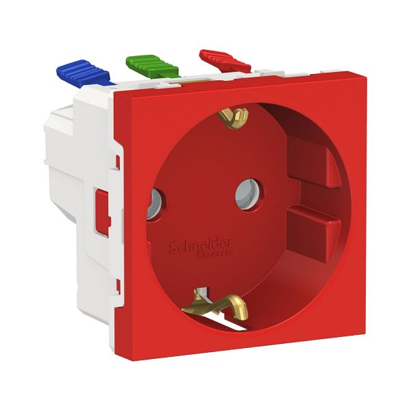 Розетка с з / к, со шторками, 16А, самозажимные клеммы, красный Schneider Electric Unica New 