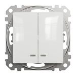 Двоклавішний вимикач з синьою LED підсвіткою Білий Sedna Design Schneider Electric SDD111105L