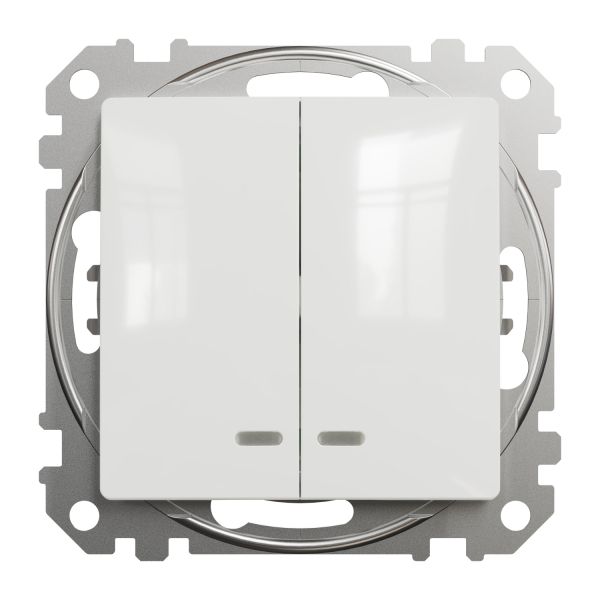 Двоклавішний вимикач з синьою LED підсвіткою Білий Sedna Design Schneider Electric SDD111105L