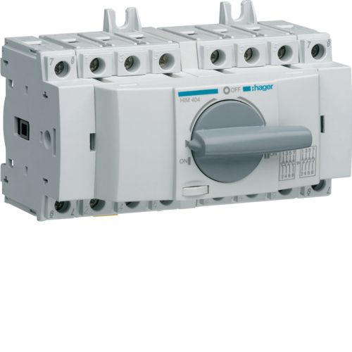 Перемикач перекидний трьохпозиційний Hager I-0-II 40А 400/690В 4п 7м HIM404