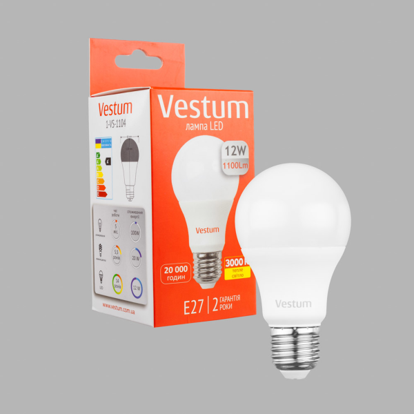 Лампа LED Vestum A60 12W 3000K 220V E27