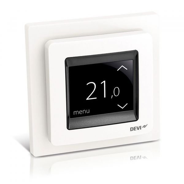 Терморегулятор DEVI многофункциональный 5-45 °C датчик °t воздуха и пола DEVIreg Touch White белый 140F1064