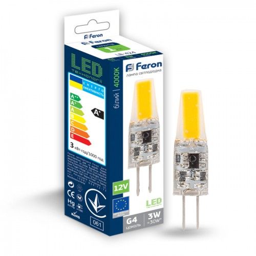 Лампа светодиодная 3W G4 4000K Feron LB-424 COB 12V