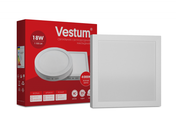 Світильник LED накладний квадратний Vestum 18W 4000K 220V