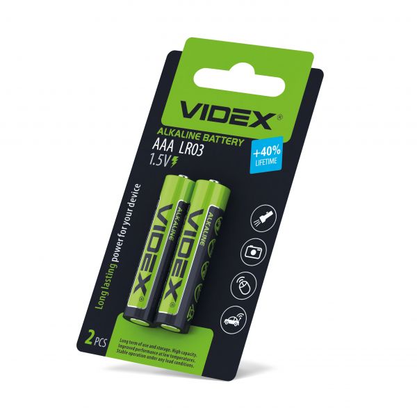 Батарейка щелочная Videx LR03/AAA 2шт SMALL BLISTER (цена за 1 штуку)