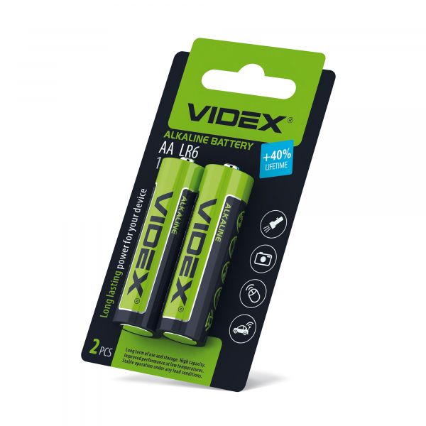 Батарейка щелочная Videx LR6/AA 2шт SMALL BLISTER (цена за 1 штуку)