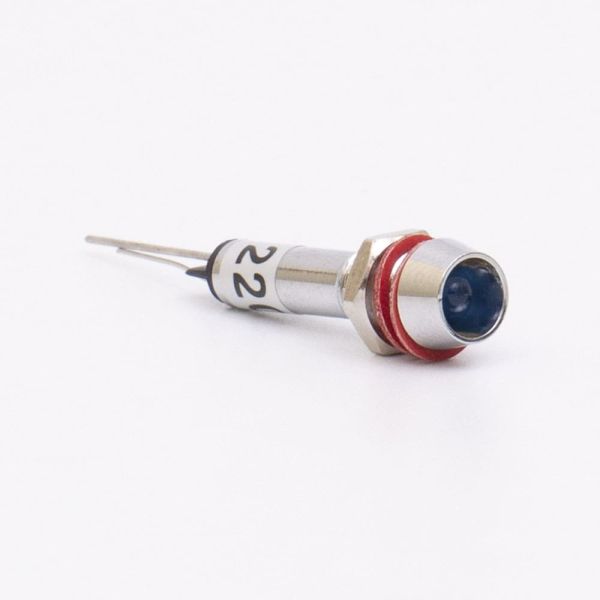 Светодиодный индикатор металлический AD22C-8 220v AС, голубой