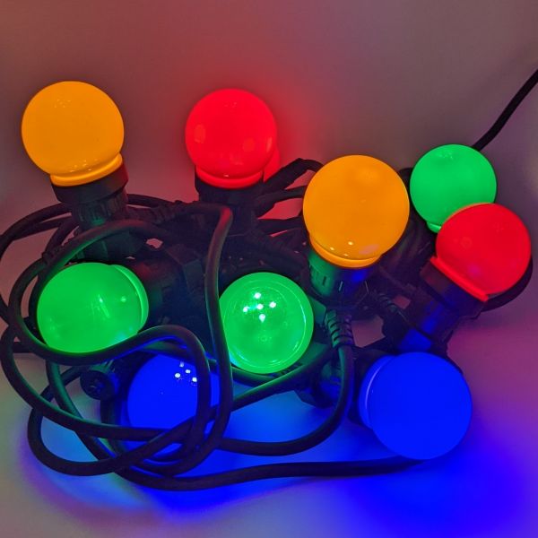 Вулична гірлянда Velmax V-SSL-B-МС лінійна куля 10LED мульти колір IP65 кабель чорний 10м