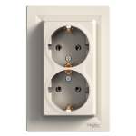 Розетка двойная с заземлением кремовая Asfora Schneider Electric EPH9900123