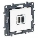 Розетка USB Тип А+C 12Вт+15Вт 5 В Legrand Niloe Step Білий