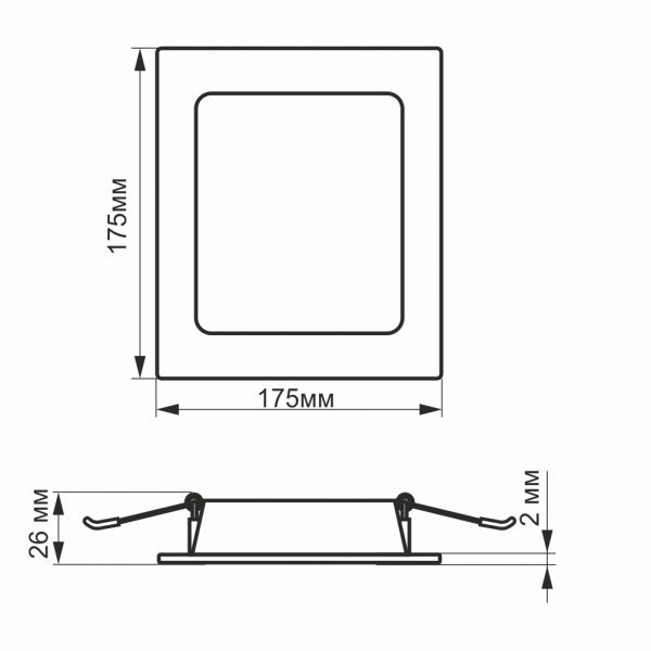 LED світильник Back вбудований квадрат VIDEX 16W 5000K