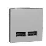 NU341830 Розетка USB подвійна 2.1А 2 модуля алюміній