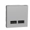Розетка USB двойная 2.1А 2 модуля алюминий Schneider Electric Unica New