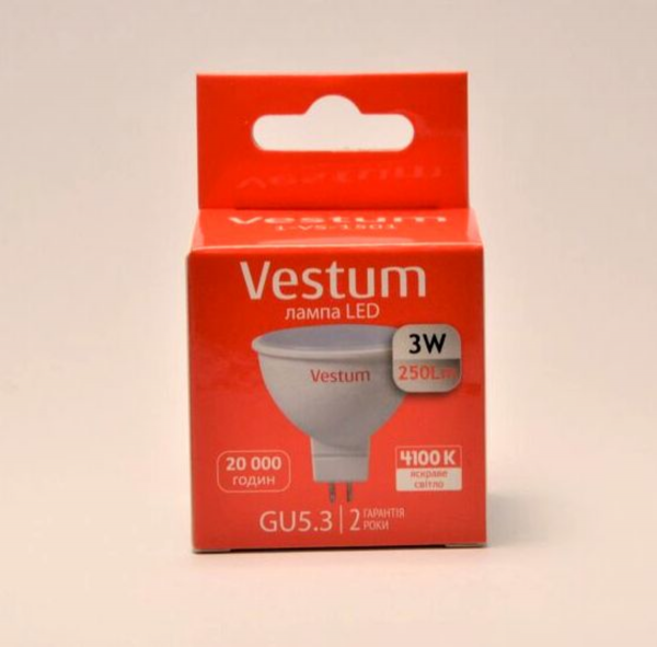 Лампа LED Vestum MR16 3W 4100K 220V GU5.3