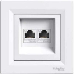 Розетка компьютерная RJ45, кат.5е, UTP двойная белая Asfora Schneider Electric EPH4400121