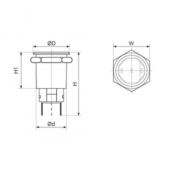 Кнопка металлическая КНМ-12-HJ-E-Z 220V 1NO+1NC синий
