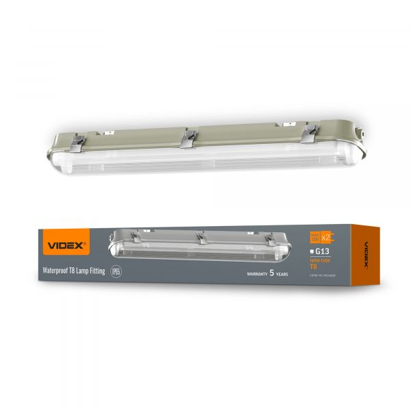 LED светильник IP65 линейный под лампу 2хТ8 VIDEX 0,6М 220V