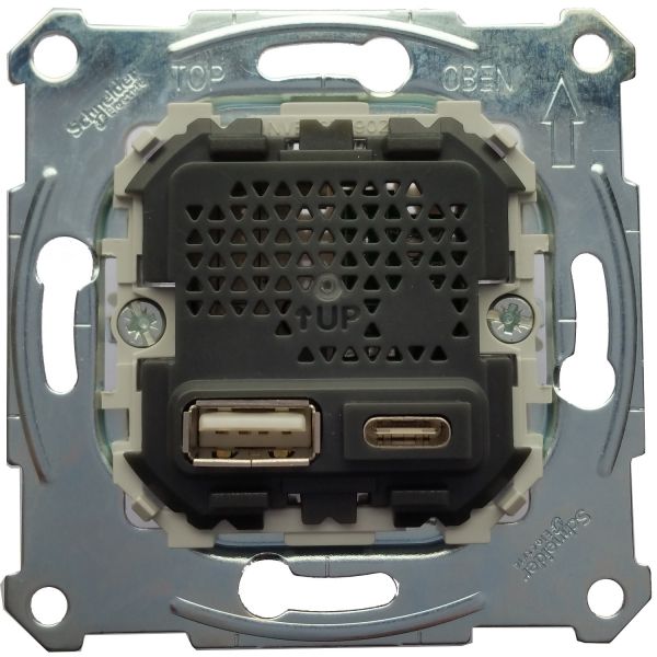 Механизм розетки USB type A + USB type C 2.4A Merten MTN4366-0110