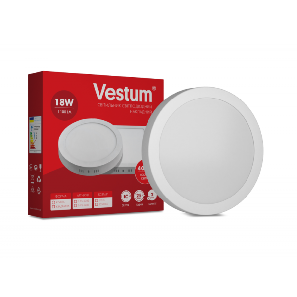 Світильник LED накладний круглий Vestum 12W 4000K 220V