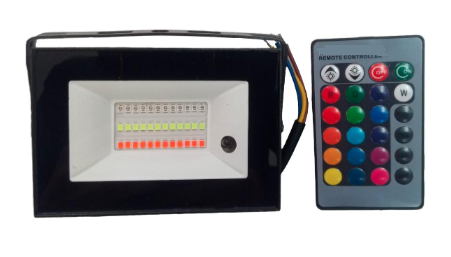 Світлодіодний прожектор чорний 10Вт RGB IP65 + пульт Lemanso LMP76-10