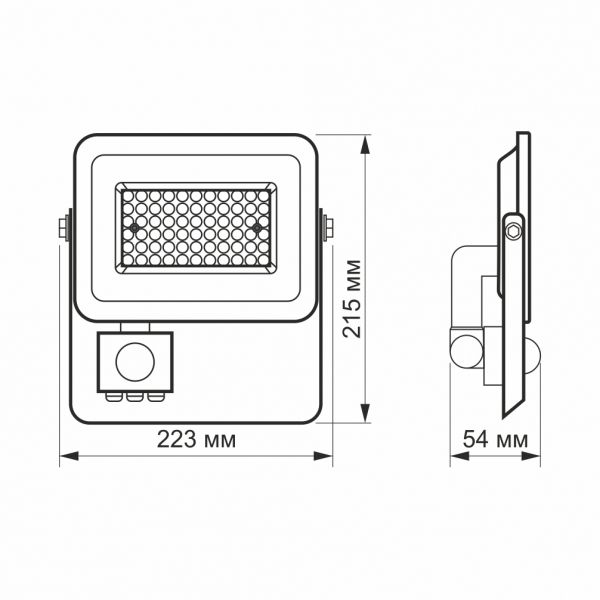 LED прожектор VIDEX F2e 50W 5000K с датчиком движения и освещения