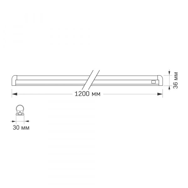 LED FITO світильник лінійний VIDEX T8 1,2М 20W