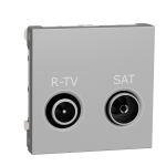 Розетка R-TV SAT одинарная 2 модуля алюминий Schneider Electric Unica New