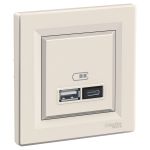 USB розетка тип A+C 2,4А Asfora Schneider Electric Кремовая EPH2700323