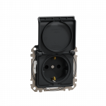 Розетка з заземленням, зі шторками, та з кришкою IP44 Чорний Sedna Design Schneider Electric SDD214024