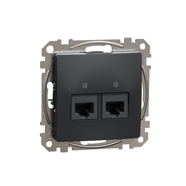 Розетка RJ45 подвійна категорія 5 UTP Чорний Sedna Design Schneider Electric SDD114452