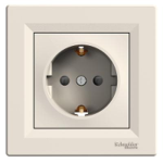 Розетка з заземленням, з захисними шторками кремова Asfora Schneider Electric EPH2900223