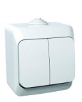 Накладний вимикач двохклавішний білий IP44 Cedar Plus Schneider Electric WDE000550