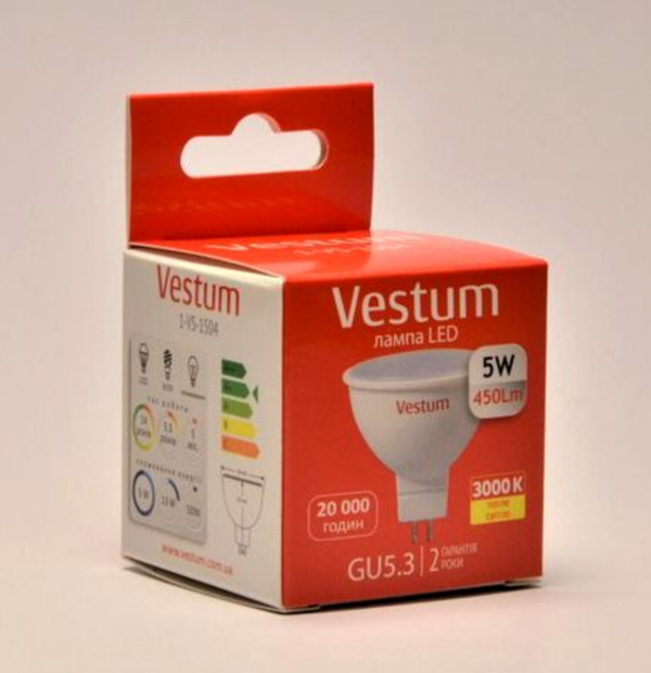 Лампа LED Vestum MR16 3W 3000K 220V GU5.3