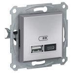 USB розетка тип A+C 2,4А Asfora Schneider Electric Алюминий EPH2700361